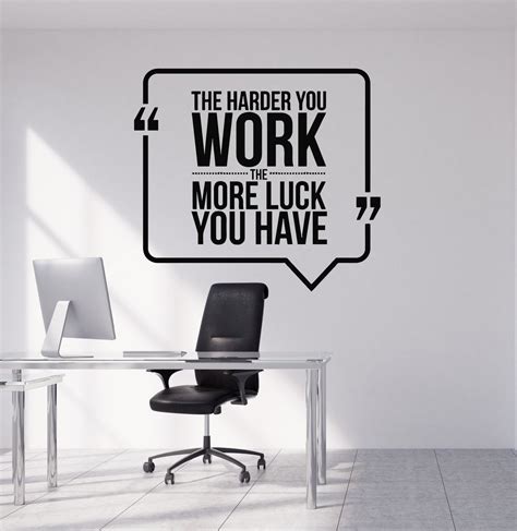 Vinyl Wall Decal Motivational Quote Hard Work Office Decorating Art St ...