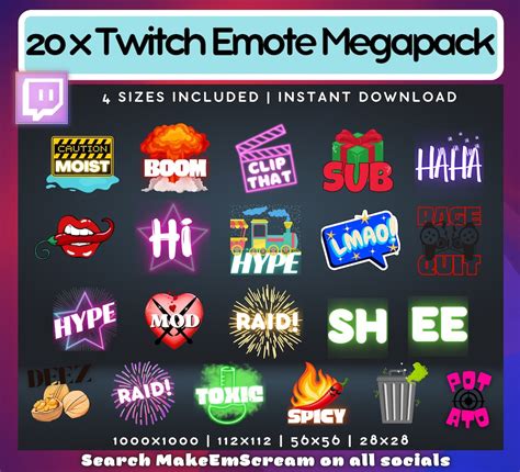 Twitch Emote Megapack 20 X Twitch Emotes Funny Twitch Emotes Twitch ...