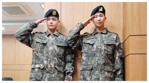 BTS members RM and V post first pictures in uniform after military ...