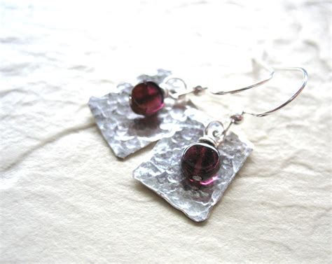 Garnet Earrings Handmade Garnet Earrings Metalwork Garnet | Etsy