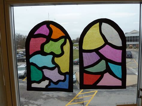 Stained Glass Windows in construction paper and tissue paper. | Paper ...