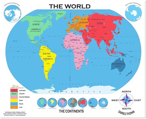 World Map Showing Continents