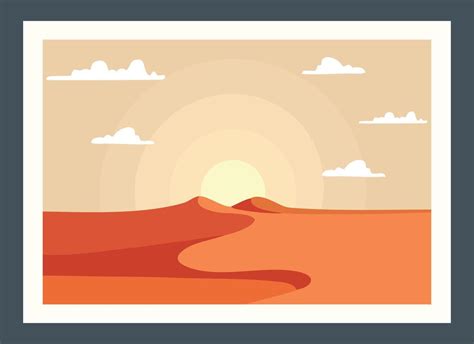 desert sunset painting design, illustration of sunset in the desert ...