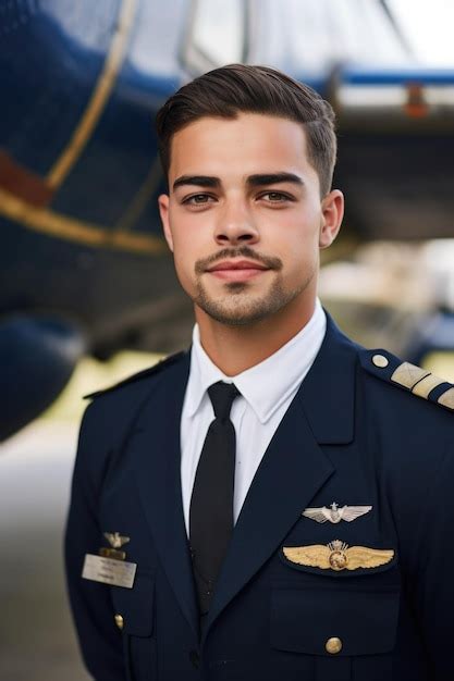 Premium Photo | Cropped portrait of a young male pilot standing in ...