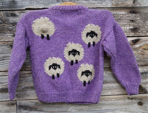 Childs wool sheep cardigan hand knit sweater, free shipping, hand knit ...