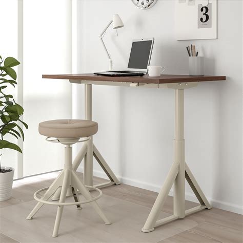 IDÅSEN Desk sit/stand - brown/beige - IKEA