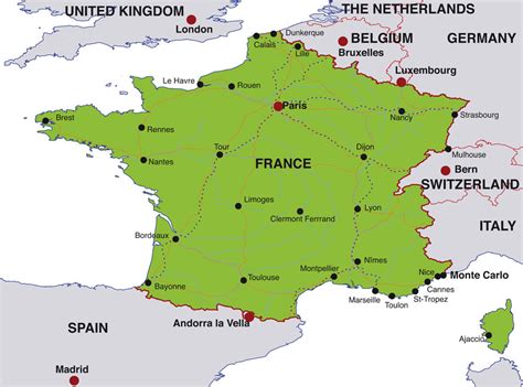 France map, showing Paris, the French capital, and other French cities ...