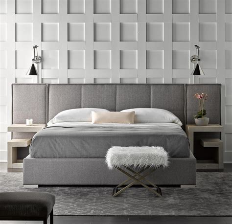 Connery Modern Gray Fabric Upholstered Extended Headboard Queen ...