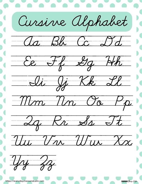 13 Free Printable Cursive Alphabet Charts For Kids