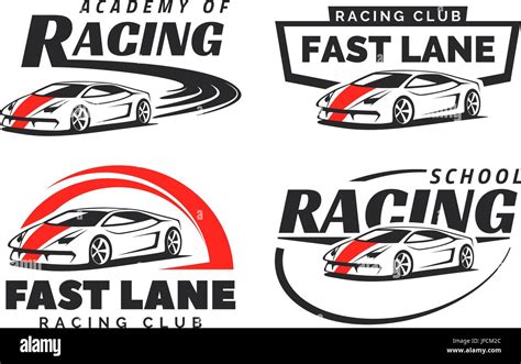 Set of sport car racing logo, emblems and badges isolated on white ...