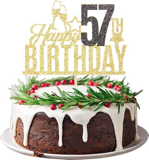 Amazon.com: Happy 57th Birthday Cake Topper - Fifty seven-year-old Cake ...