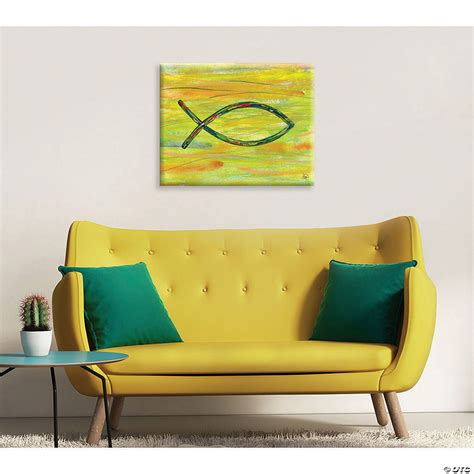 Creative Gallery "Jesus Fish" Canvas Wall Art Print | Oriental Trading