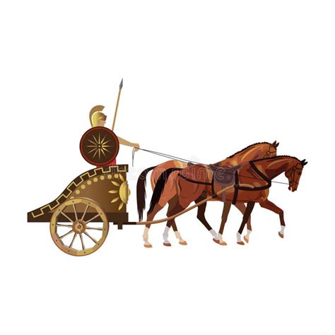 Roman Warrior on an Ancient War Chariot Drawn by Two Horses Stock ...