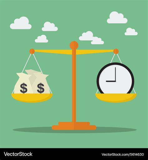 Money and Time balance on the scale Royalty Free Vector