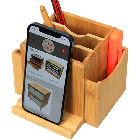 Rotating Bamboo Desktop Tidy with Phone Holder | Eco Gifts