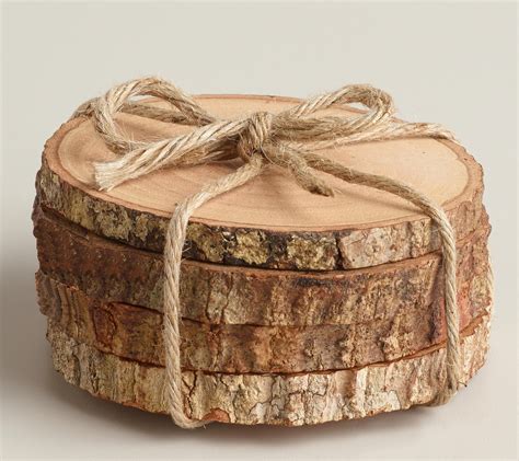 Rustic Wood Coasters Wood Slice Coasters Tree Bark Slice Tree Slices ...