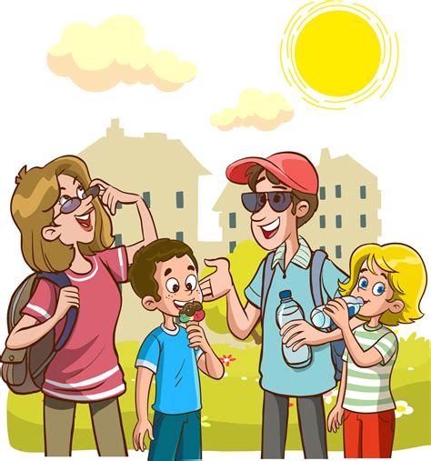 happy family on a warm sunny day 13339144 Vector Art at Vecteezy