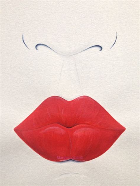 Red Kiss Watercolor Painting 8 x 10. Lips Painting. by MLpaintings