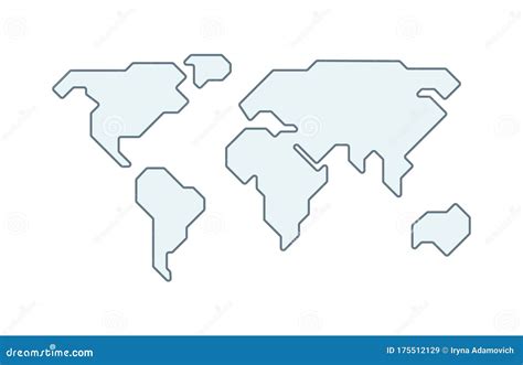 World Vector Map. Earth Planet Simple Stylized Continents Silhouette ...