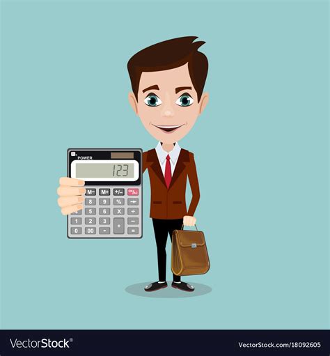 Cartoon businessman or accountant is showing Vector Image