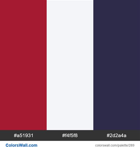 Thailand flag colors. HEX colors #a51931, #f4f5f8, #2d2a4a. Brand ...