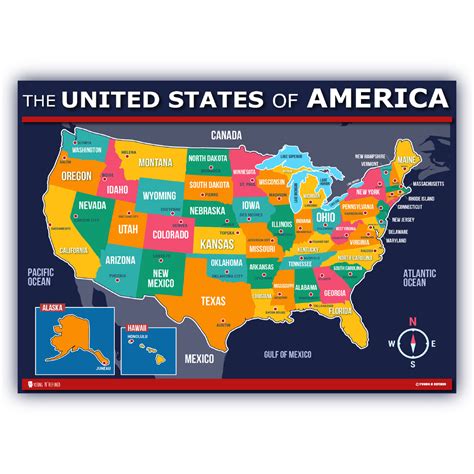 Map of USA for kids LAMINATED Large Poster – Young N' Refined