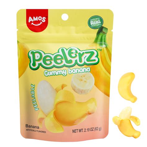 Get Amos Peelzer Gummy Banana Candy, Peelable Fruit Gummy Snacks ...