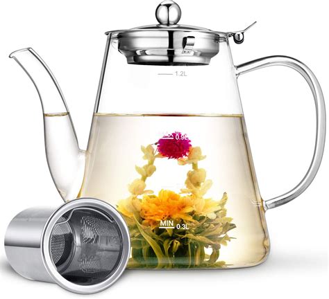 Amazon.com | Glass Teapot, Zpose Tea Pot, Teapots, 40oz/1200ml Tea Pots ...