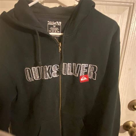 Quiksilver Hoodie Full Zip Sweatshirt Jacket Black... - Depop