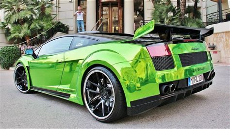 Chrome Green Lamborghini Gallardo Loud Start Up and Sound - YouTube