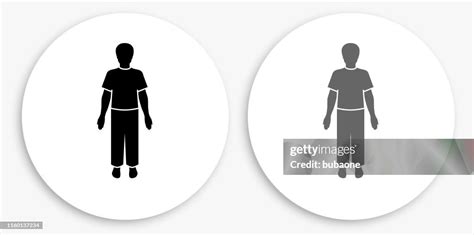 Man Standing Black And White Round Icon High-Res Vector Graphic - Getty ...