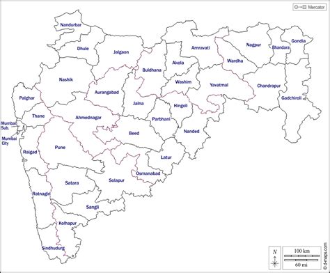 Maharashtra free map, free blank map, free outline map, free base map ...