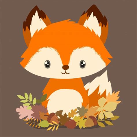 Zorrito entre hojas de otoño | Vector Premium | Cosas lindas para ...