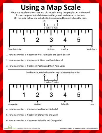 Map Scale | Worksheet | Education.com | Social studies maps, Teaching ...