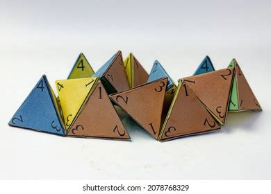 Handmade Colored Tetrahedral Numbered Dice On Stock Photo (Edit Now ...