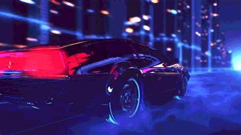 Download Music Retrowave Car Neon Retro Gif