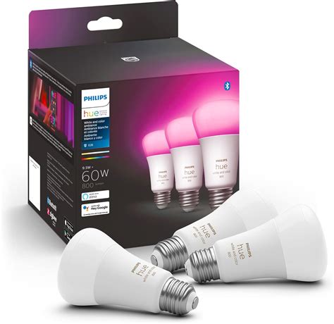 Philips Hue White and Color Ambiance A19 E26 LED Smart Bulb, Bluetooth ...