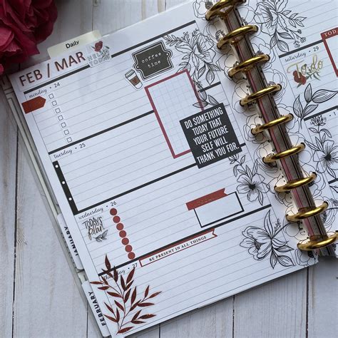 Classy Floral and Burgundy Happy Planner layout | Happy planner layout ...