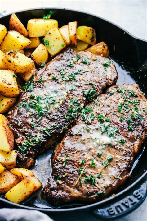 Skillet Garlic Butter Herb Steak And Potatoes | recipecritic