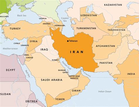 Map of Iran and Surrounding Areas - road ,Religious iran cities map ...