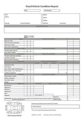 Vehicle inspection A4 duplicate pad checklist Used car service mot ...