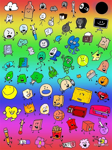 "BFDI All Characters (Rainbow)" Photographic Print for Sale by MsBonnie ...