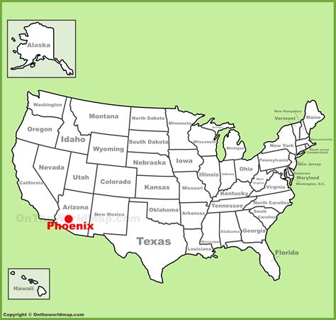 Phoenix location on the U.S. Map - Ontheworldmap.com