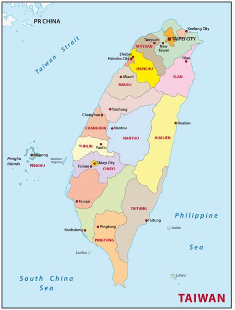 Taiwan On Map - Taiwan Political Wall Map | Maps.com.com : All regions ...