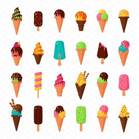 Sweet cartoon cold ice cream vector ~ Illustrations ~ Creative Market