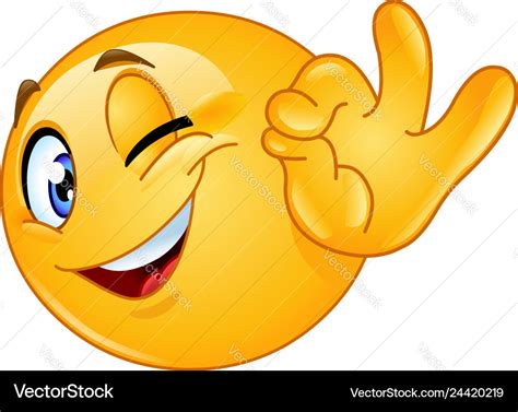 Ok sign winking emoticon Royalty Free Vector Image