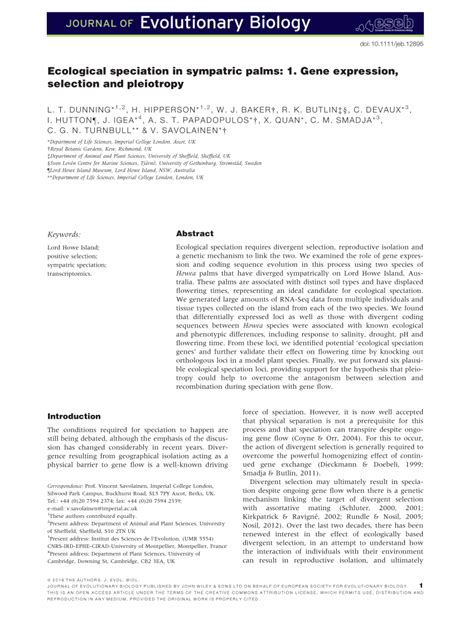 (PDF) Ecological speciation in sympatric palms: 1. Gene expression ...