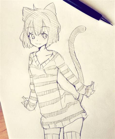 Anime Coloring Page Detailed Catgirl - ErikaaxElliott