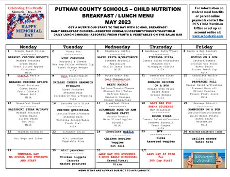 Current Lunch Menu | West Teays Elementary School