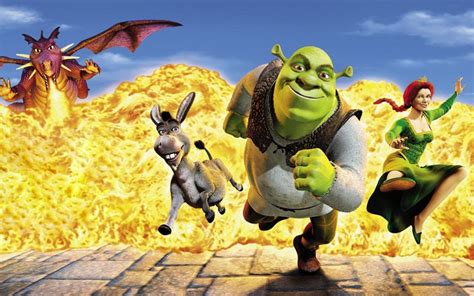 Shrek Donkey Princess Princess Fiona Dragon Fire Background Shrek HD ...